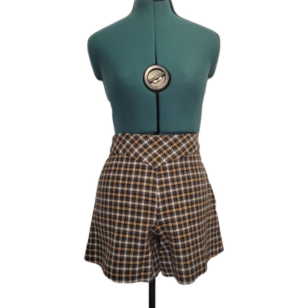 Vintage 1950s High Waisted Tweed wide leg flared shorts Trouser Bermuda